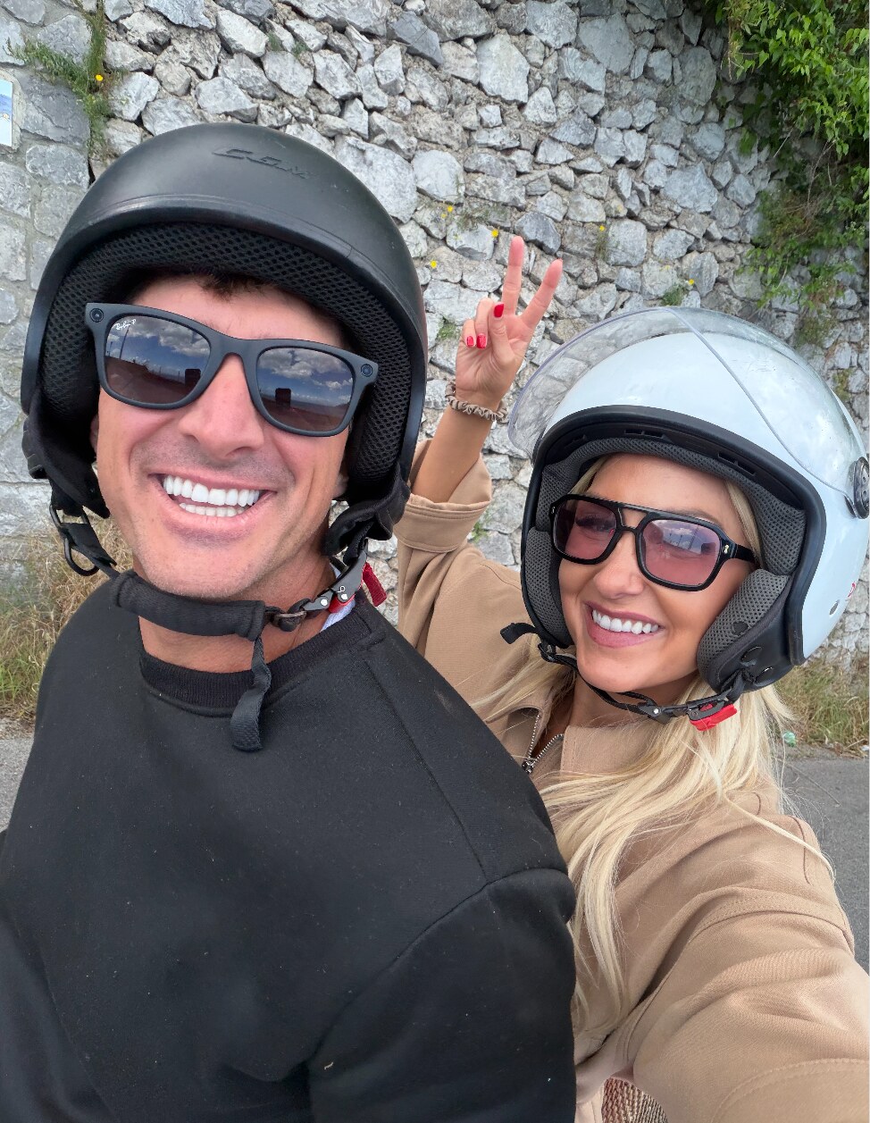 Devin and Summer setting out together on scooters